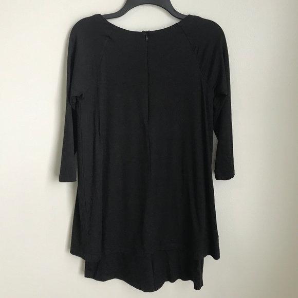 Susana Monaco Black Stretch 3/4 Sleeve Romper - Picture 4 of 5